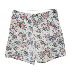Vintage 90s Womens Floral Denim Shorts Size 7/8 High Waisted Cottagecore Grunge